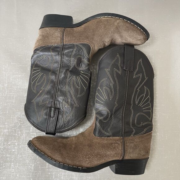 Masterson Boot Brown Black Leather Western Cowboy Boots Youth 4 D Style RB2003Y - Picture 11 of 15